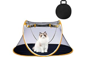 EPINOVO Cat Tent Outdoor, Portable Outdoor Cat Enclosures Suitable for Bearded Dragon, Dogs and Small Animals, Foldable Pet Tent with Carry Bag (Orange)