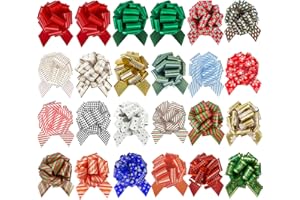 SIMISI RIBBON 24 Pcs Christmas Bows for Gift Wrapping Pull Bows and Ribbon for Presents, Gift Baskets