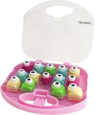 EXERZ Paper Punch Set 14 pcs Storage Box Craft Scrapbook Cards DIY