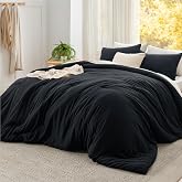 Bedsure Super King Comforter Prewashed Bedding Set 3Pcs Black 120"x120" | GentleSoft, Built to last, all season, bedding, comforter set, warm yet lightweight, gift choice, OEKO-TEX