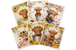 PRESSINART 6Pcs 6 Styles Cow Dish Cloth Swedish Kitchen Dishcloths Reusable Wash Towels Cattle Sunflower Rose Mixed Pattern W