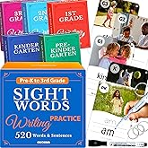 QUOKKA 520 Sight Words Flash Cards for Kids Adults – from Pre-K to 3rd Grade – 5 Levels & Bold Font & Jumbo Size & Dry Erase Cards with Realistic Images & Rings – Based on Dolch & Fry Word Lists