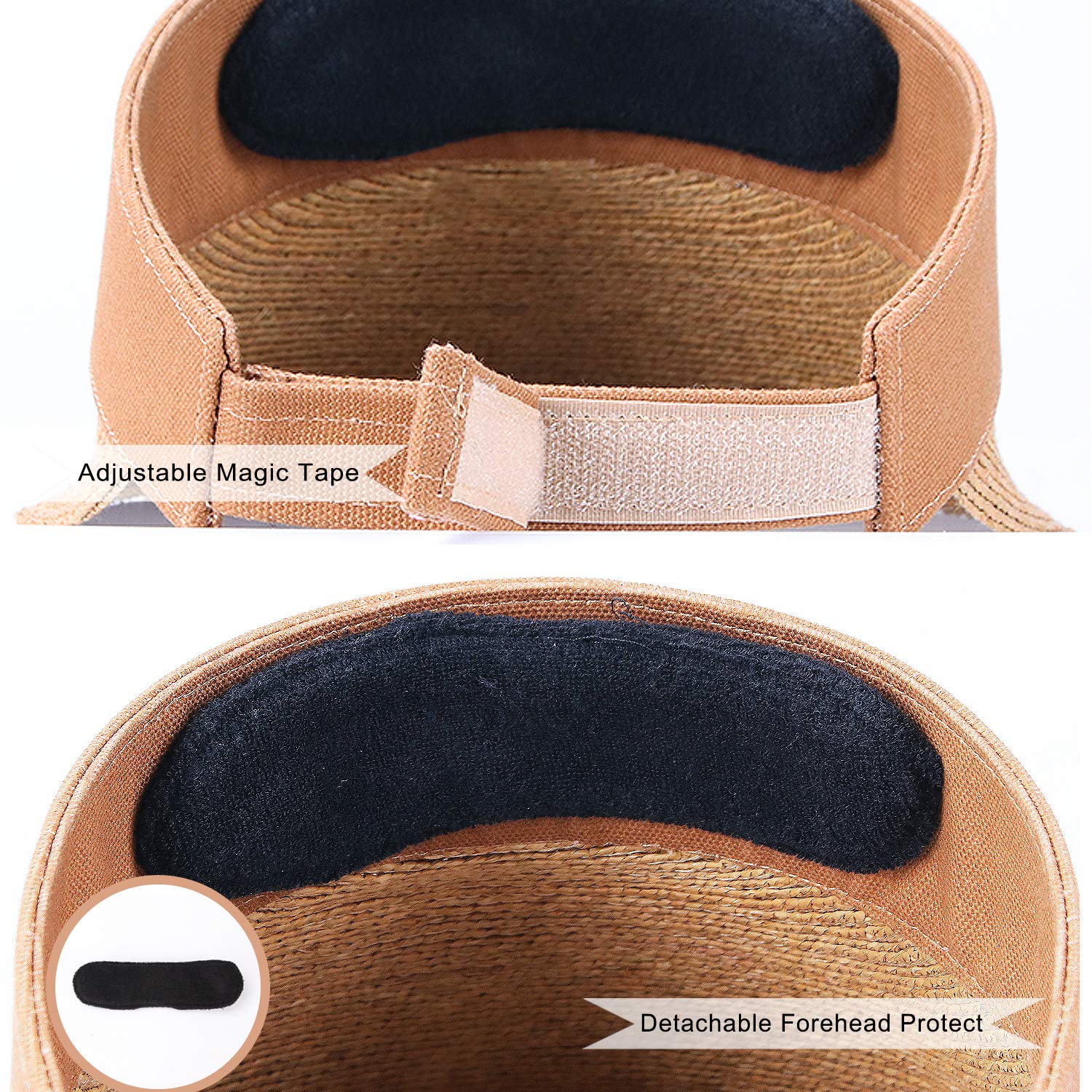 RIONA Womens Summer Straw Sun Visor Beach Straw Sun Hats Wide Brim UPF 50+