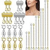 Multi 22 pcs Necklace Extender and Layering Clasps Set, 2-6” Adjustable Gold and Silver Chains Jewelry Bracelet Lobster Claw Clasps for Women DIY