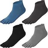 LXUEJIE 4 Pairs Toe Socks for Men Women, 4 Colors Five Finger Cotton Athletic Crew Socks High Performance Athletic Toe Sock No Show Running Five Finger Sock