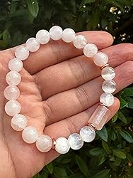 Rose Quartz and Selenite Crystal Bead Bracelet