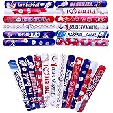 Qpout 48pcs Baseball Party Slap Bracelets Sport Slap Bracelets Baseball Theme Bracelets Motivational Wristband Bracelets Classroom Prizes Birthday Gifts Baseball Party Favors