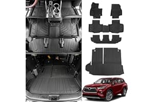 Bomely Floor Mats Compatible with 2020-2026 Toyota Highlander Cargo Liner Back Seat Cover Hybrid Fuel 2025 7 Seats Highlander Accessories (2020-2026,Floor Mats+Trunk Mat with Backrest Mat)