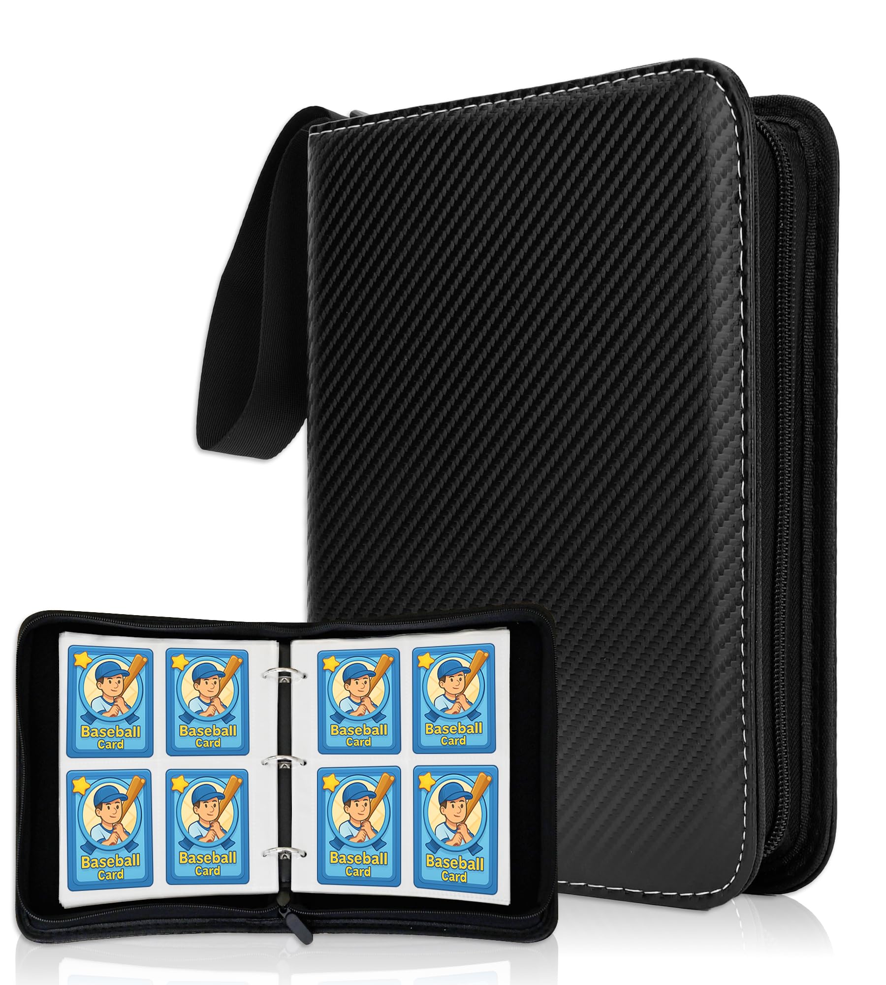 DOVEKERY Card Binder 4 Pocket, 440 Pockets Trading Card Collection Folder with 55 Sleeves, Zipper Cards Organizer Album for Football, Sport Cards, Black — image 1