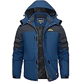 TACVASEN Men's Winter Coats with 9 Pockets Waterproof Ski Jacket Warm Fleece Lined Parka with Hood for Work Outdoor