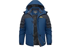 TACVASEN Men's Winter Coats with 9 Pockets Waterproof Ski Jacket Warm Fleece Lined Parka with Hood for Work Outdoor
