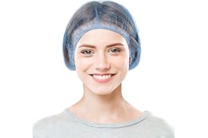 EZGOODZ Blue Disposable Hair Net 28 inches. Pack of 100 Nylon Disposable Bouffant Caps for Kitchen Use. Unisex Lightweight Hair Nets for Food Service. Breathable Hairnets for Cooking
