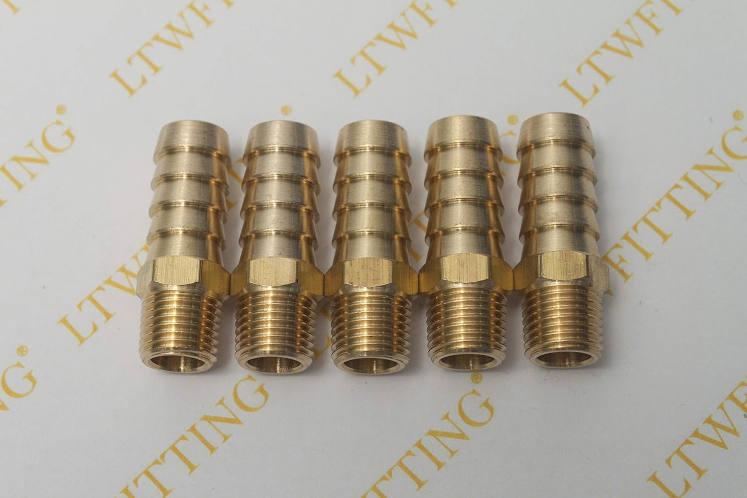 LTWFITTING Brass Barbed Fitting Coupler/Connector 1/4-Inch Male BSPT x 12mm Hose Barb(Pack of 5), Tubing ID: 1/2"(12mm) - Image 3