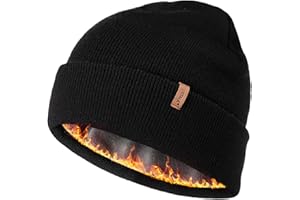 FURTALK Mens Beanie Fleece Lined Winter Hats Double Layered Stylish Knited Cuffed Plain Hat