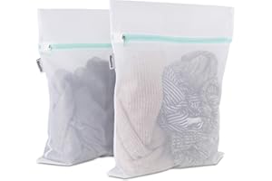 Mamlyn 2 Medium Mesh Laundry Bag for Delicates mesh Fabric with Colored Zippers, Wash Bags for Delicates, Socks Underwear Hos