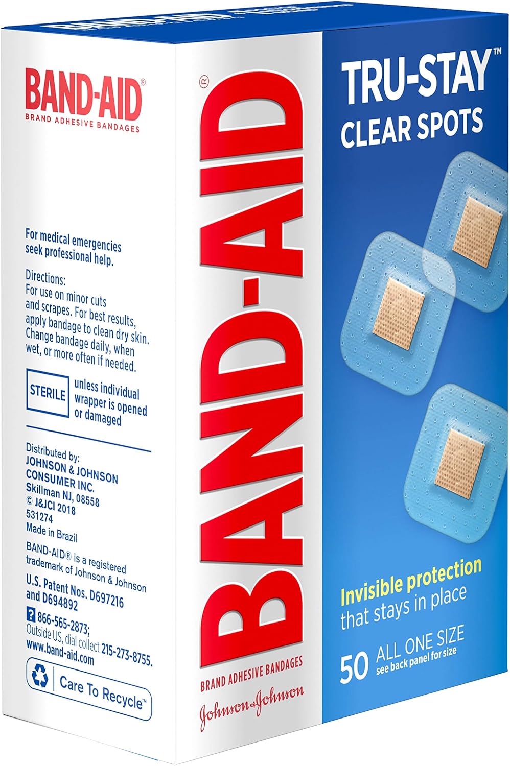 Band-Aid Brand Tru-Stay Clear Spots Bandages for Discreet First Aid, All One Size, 50 Count: Health & Personal Care
