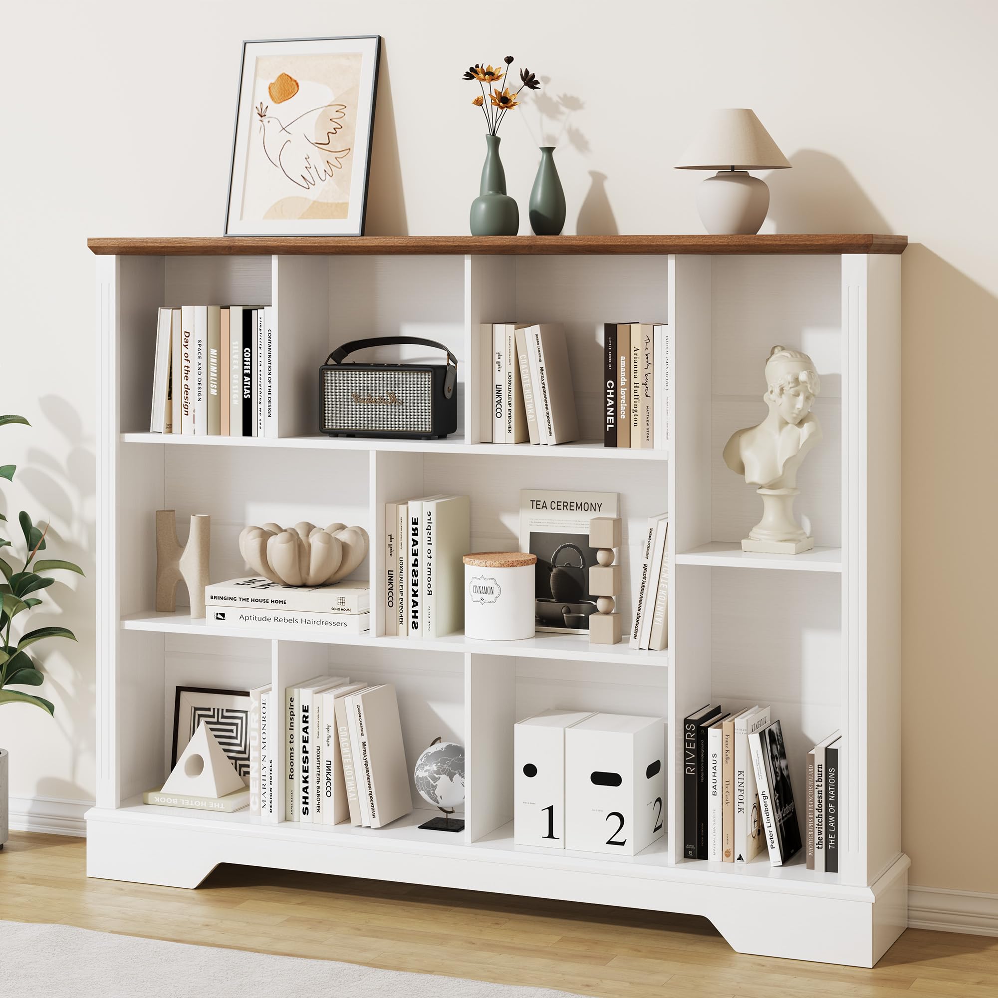 Photo 1 of ****Partial Set****AesthLife 10 Cube Storage Bookcase, Modern 3-Tier Wooden Storage Organizer Open Bookshelf with Base for Living Room, Bedroom, Home Office