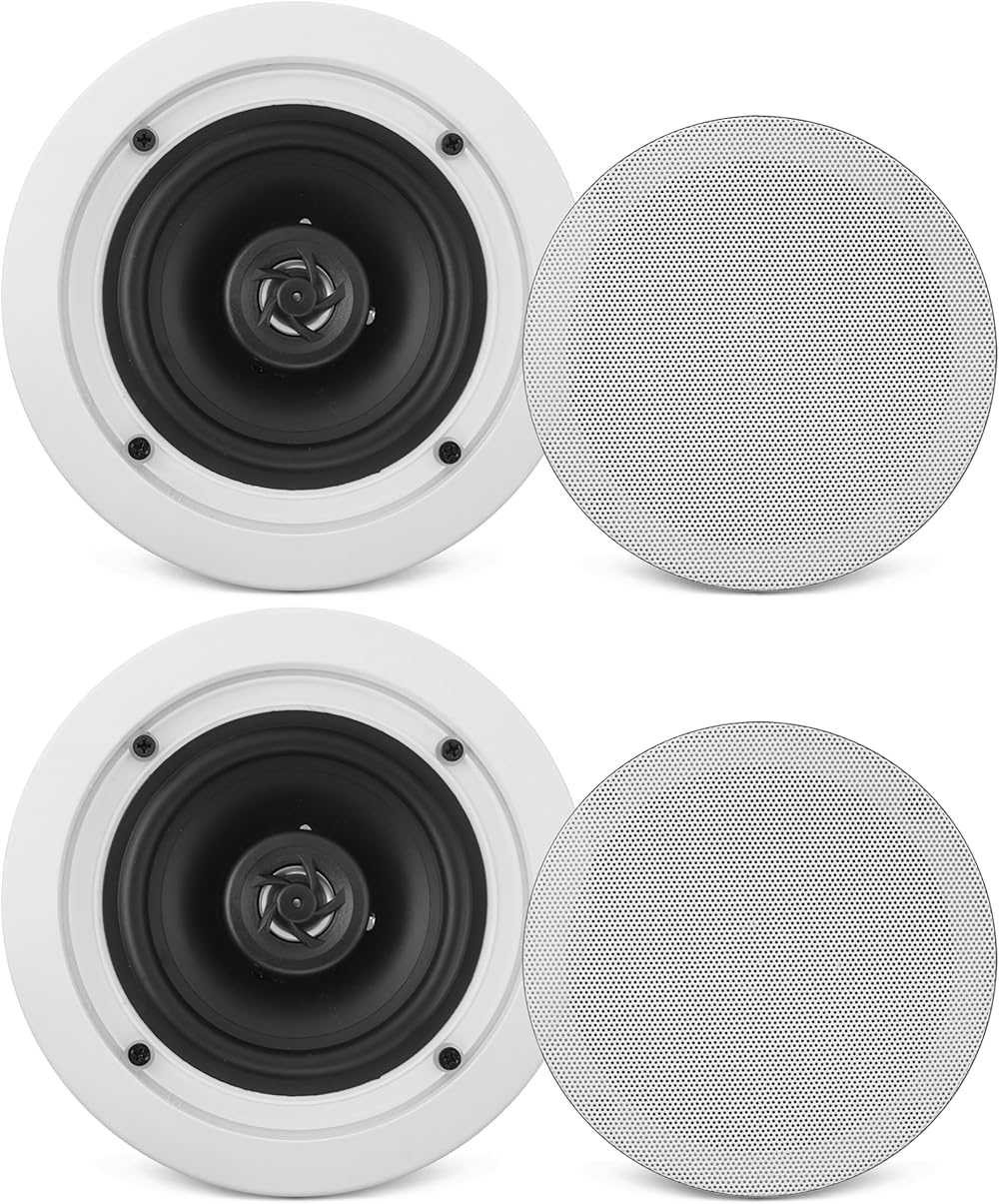 Pyle 6.5” Ceiling Wall Mount Speakers 200W Peak 70Hz-20kHz 2-Way