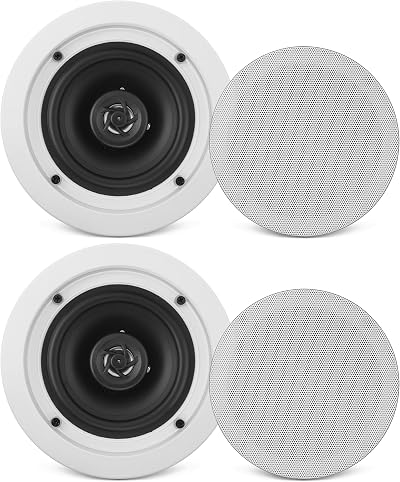 Pyle 6.5” Ceiling Wall Mount Speakers 200W Peak 70Hz-20kHz 2-Way