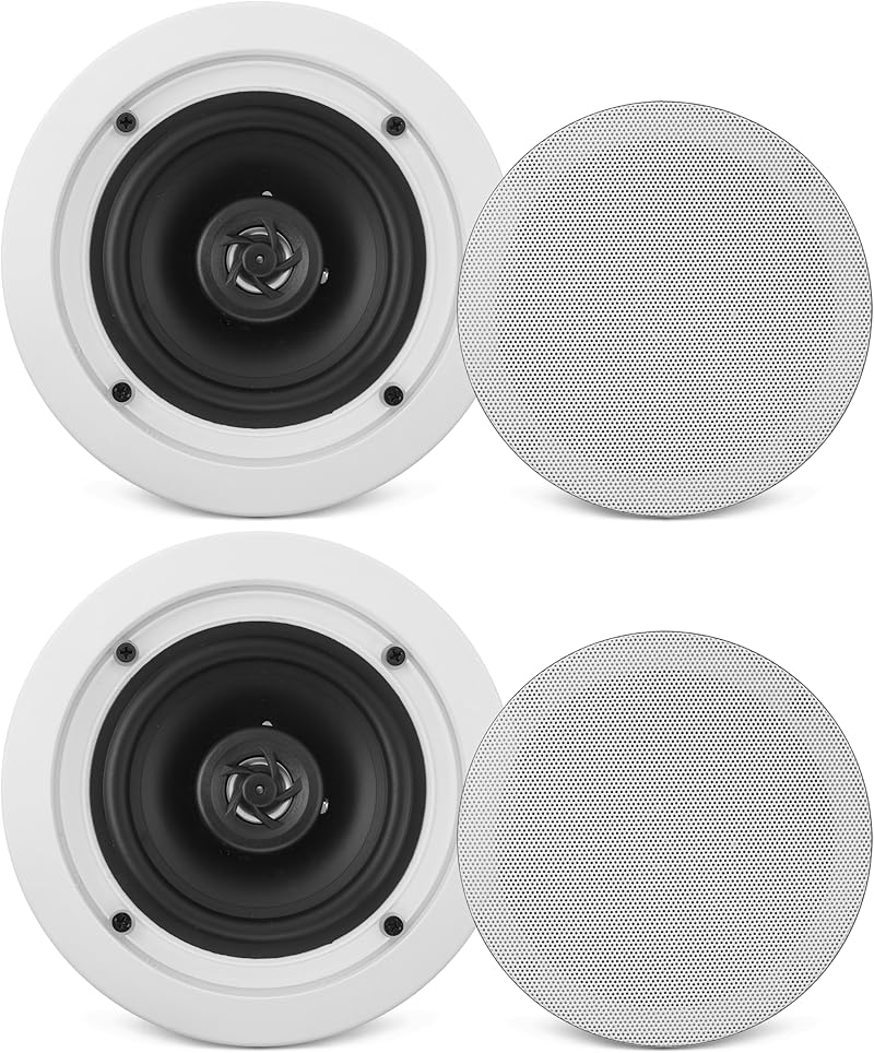 Pyle 6.5” Ceiling Wall Mount Speakers 200W Peak 70Hz-20kHz 2-Way
