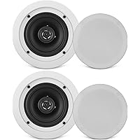 6.5” Ceiling Wall Mount Speakers - Pair of 2-Way Midbass Woofer Speaker 1/2'' Polymer Dome Tweeter Flush Design w/ 70Hz-20kHz