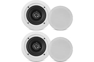 Pyle 6.5” Ceiling Wall Mount Speakers-Pair of 2-Way Midbass Woofer Speaker 1/2'' Polymer Dome Tweeter Flush Design w/70Hz-20kHz Frequency Response&200 Watts Peak Easy Installation-Pyle PDIC61RD