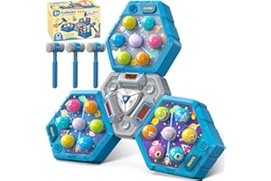 TOOLION 3-Player Whack Game Mole Toy for Ages 3+, Early Learning Toy with Lights & Sounds, Interactive Pounding Hammer Toy with 3 Game Modes, Perfect for Families with Multiple Kids of Different Ages