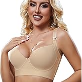 Simpyiss Super Push Up Bra Smoothing Back Fat Bra with Support Comfortable Seamless T Shirt Bra (34B-46DD)
