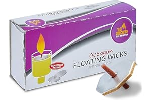 Ner Mitzvah Octagon Shaped Floating Replacement Candle Wicks - Floating Oil Wicks - 1 Pack of 50 Pcs