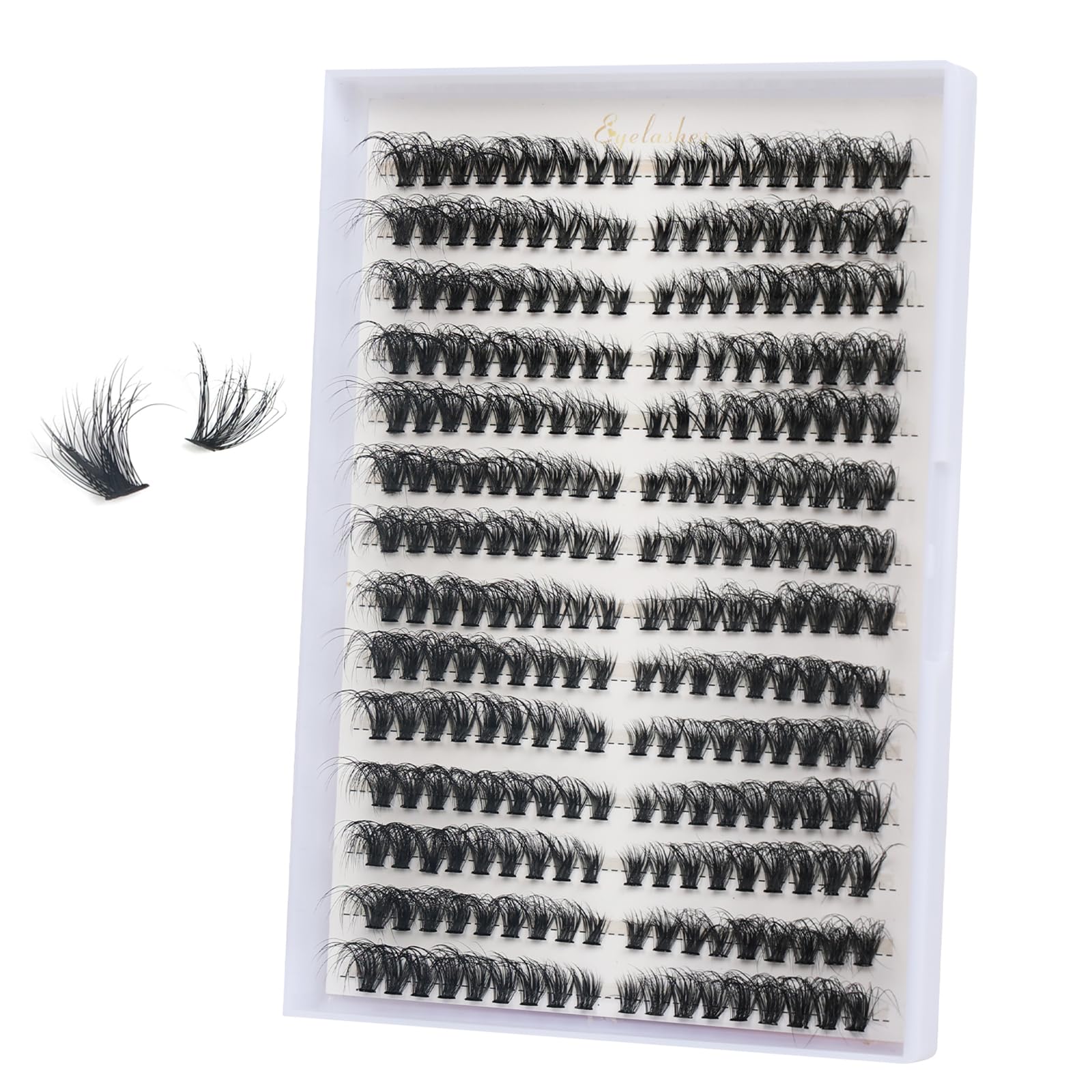 FANDIQ Fluffy Individual Eyelashes Cat Eye Cluster Lashes 252PCS Fluffy Individual Cluster Eyelashes 8-16MM Natural Cluster Lashes Left&Right Fox Eye Lashes Clusters for Beginners(40D) — image 1