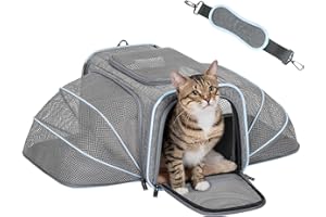 Petsfit Expandable Small Cat Carriers Dog Carrier, Airline Approved Soft-Sided Portable Washable Pet Travel Carrier with Two Extension Up to 9LB