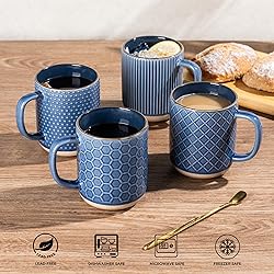 GBHOME Large Coffee Mugs Set of 4, 16oz Handmade