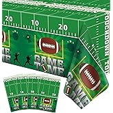 4 Pack Football Tablecloth PE Football Birthday Table Cover Football Theme Party Disposable Tablecloth Touchdown Table Cover Game Day Table Cloth Tailgate Decor Football Party Decorations 86 x 51 Inch
