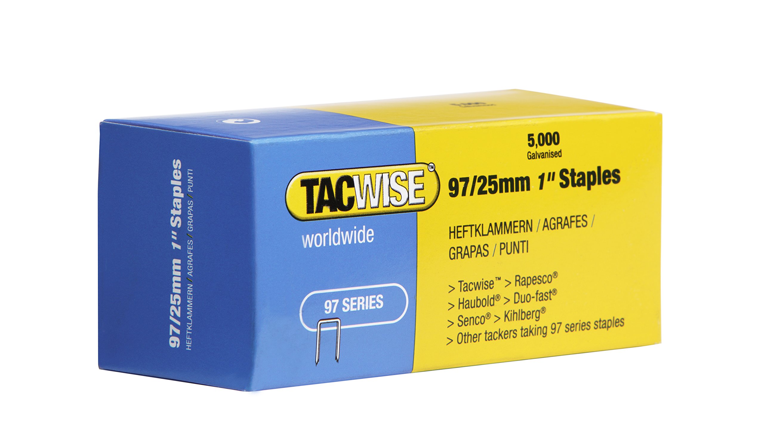 Tacwise 0305 Type 97 / 25 mm Galvanised Narrow Crown Staples, Pack of 5000