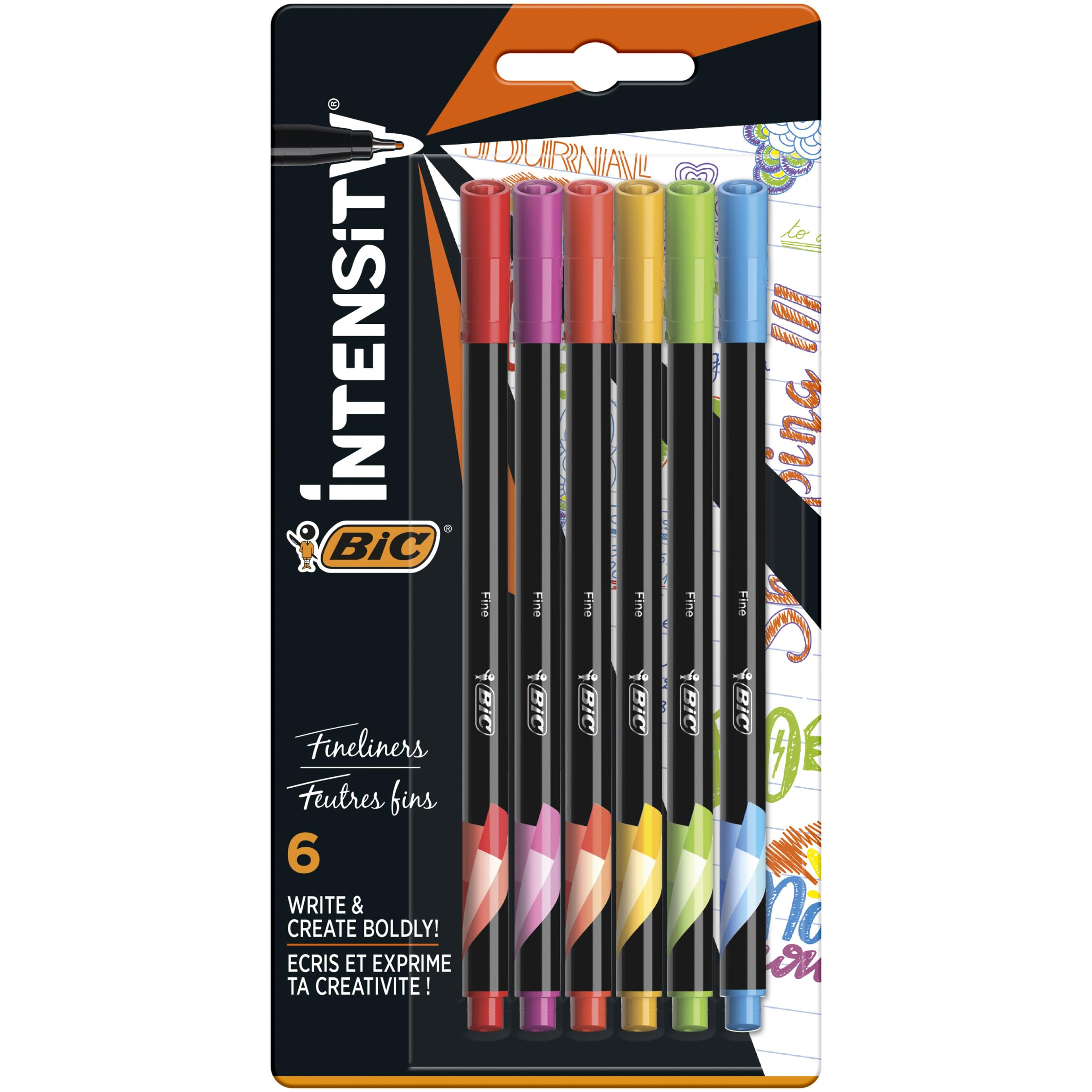 BIC Intensity Fine Felt Tip Pens - Assorted Pastel Colours, Pack of 6 — image 1
