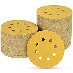 POTUINOM 100PCS 5 Inch 8 Hole Sanding Discs 150