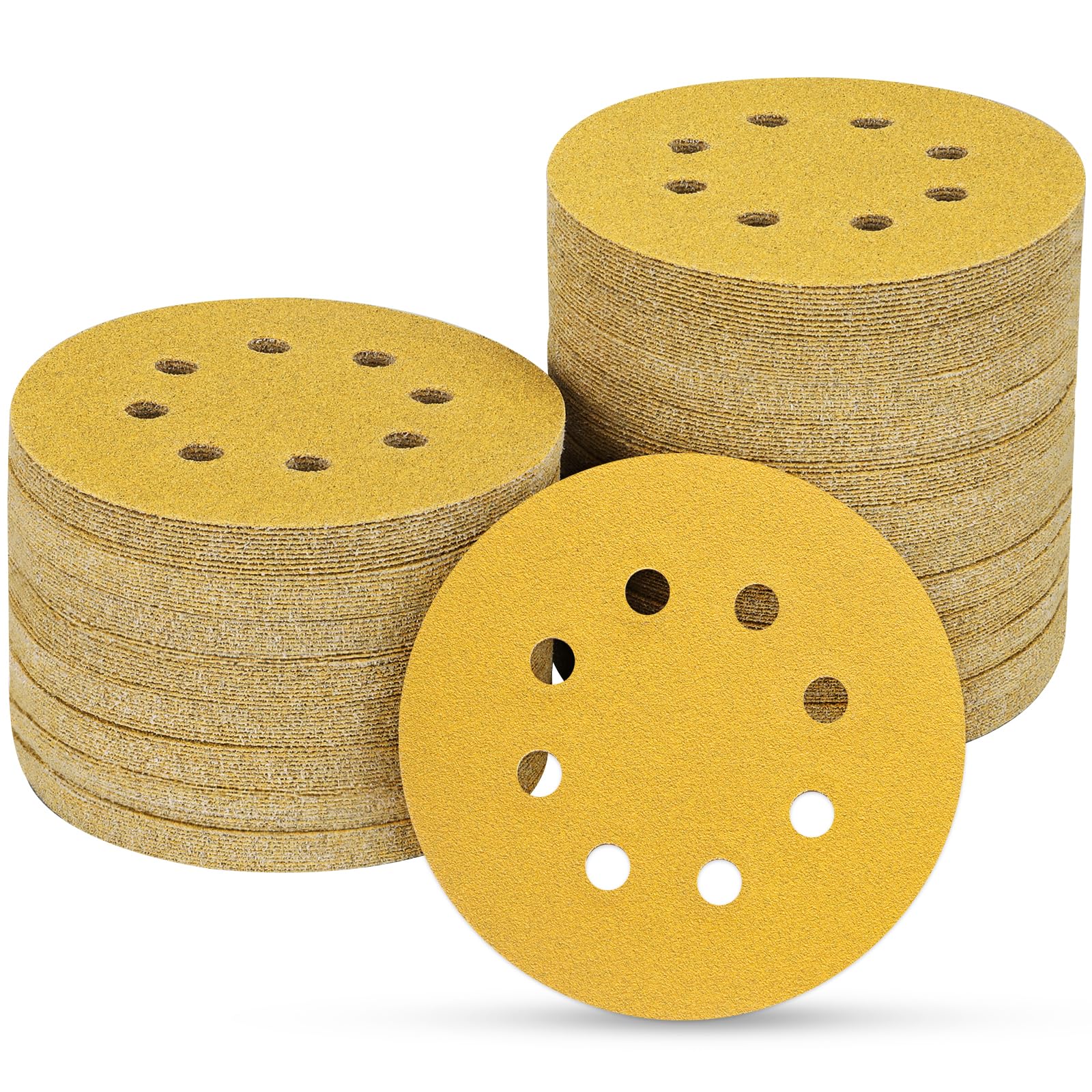 POTUINOM 100PCS 5 Inch 8 Hole Sanding Discs 150