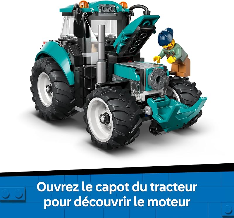 City Le Tracteur - Jouet de Construction - Maquette de Véhicule de Ferme avec Minifigurine de Fermier - Idée de Cadeau d'anniversaire pour Garçon dès 6 Ans & Fans de Mécanique 60498