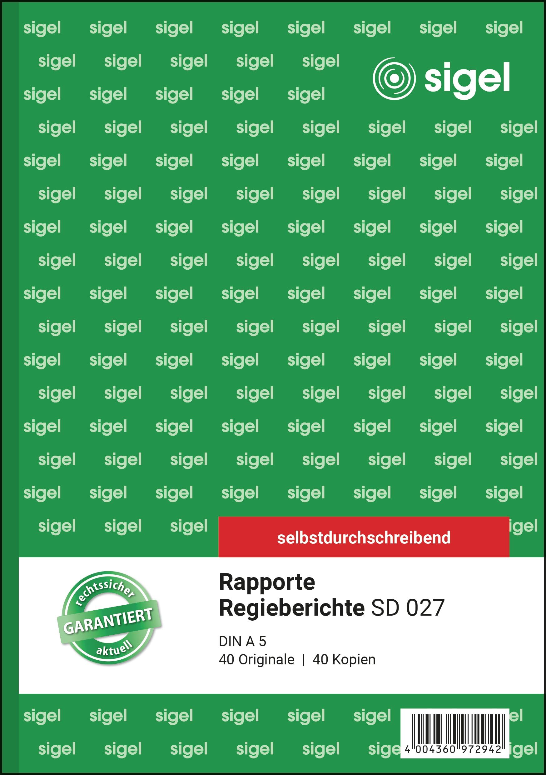 Sigel SD027 Rapport Director's Report A5 2x40 Sheets Carbonless Qty: 1 1 Items Pack of 1