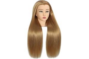 WEIRAN Mannequin Head with 80% Human Hair for Hair Styling Practice 26-28 Inch Straight Hair Training Head for Cosmetology Barber Hairdresser Students and Professionals (B01-27#80%)