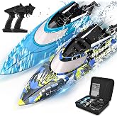 BEZGAR TX2P1,2 Packs 30 KPH RC Boats with Suitcase for Kids | 2 Packs 30 KPH High Speed; Portable Storage Suitcase; Remote control boats for Pools &amp; Lakes