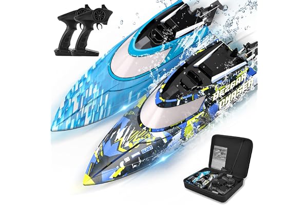 BEZGAR RC Boat, 2 Packs 12 inch Fast Speed RC Boat 30 KPH with A Portable Suitcase for Lakes & Pools & Salt Water, Summer Toy