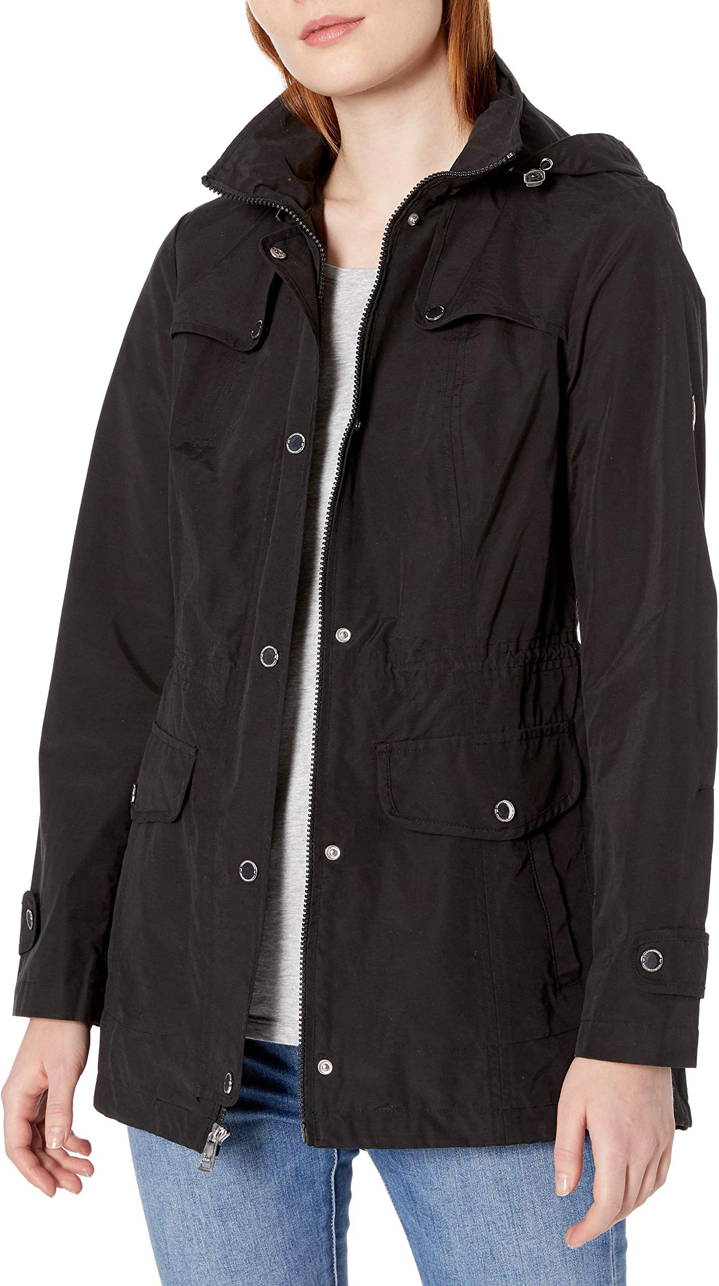 1 Madison Women's Hooded Cotton Anorak Jacket, Black, S