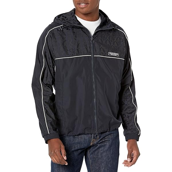 Armani Exchange Men's Allover Jacquard AX Jacket, D. Navy/Black