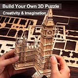 ROBOTIME 3D Puzzle Big Ben Wooden Model Kit Laser Cut 220 Parts view 3