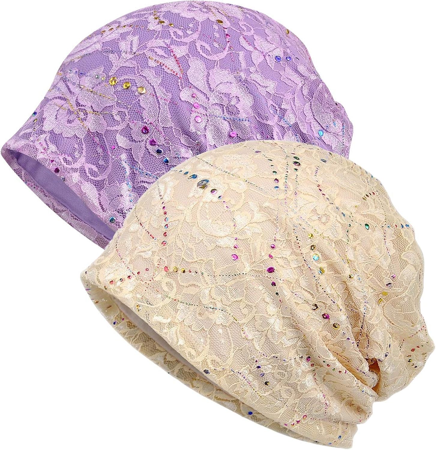 Lace Beanies Chemo Caps Cancer Headwear Skull Cap Knitted hat Scarf for Womens （MZ007-4pack-c） at  Women’s Clothing store