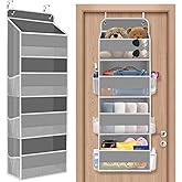 SpaceHacks 1 Pack Over The Door Organizer, Hanging Storage Organizer with Clear Window, 40lb Ultra Sturdy Large Capacity Room Organizer for Pantry Laundry Bathroom Nursery Closet Baby Essential (Grey)