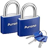 Puroma Lock Keyed Padlock, 2 Pack Aluminum Locks