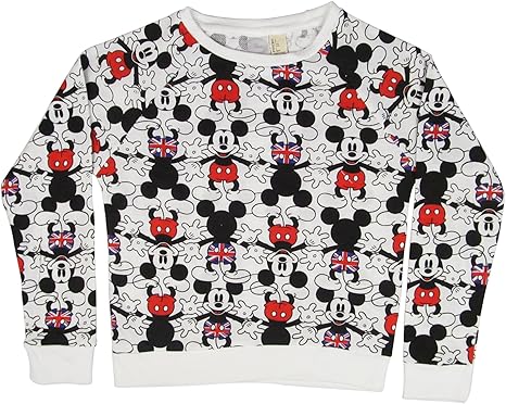 Amazon Com Disney Mickey Mouse Uk Design Girls Crewneck Sweater Large White Clothing