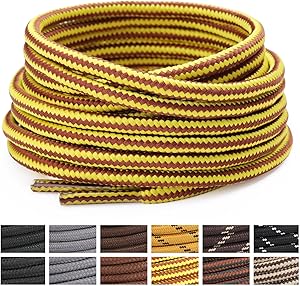 Stepace Rund Schnürsenkel [2 Paar] Reißfest Schuhbänder für Wanderschuhe Arbeitsschuhe Trekkingschuhe, ca. 4,5 mm Durchmesser, 70 cm - 180 cm Länge